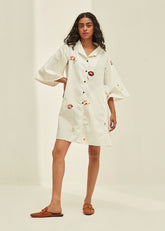 A Model Wearing White Poplin Ivory Garden , curated by Only Ethikal